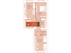 Планировка: евротрёшка 65,9 м² — ЖК Спасская